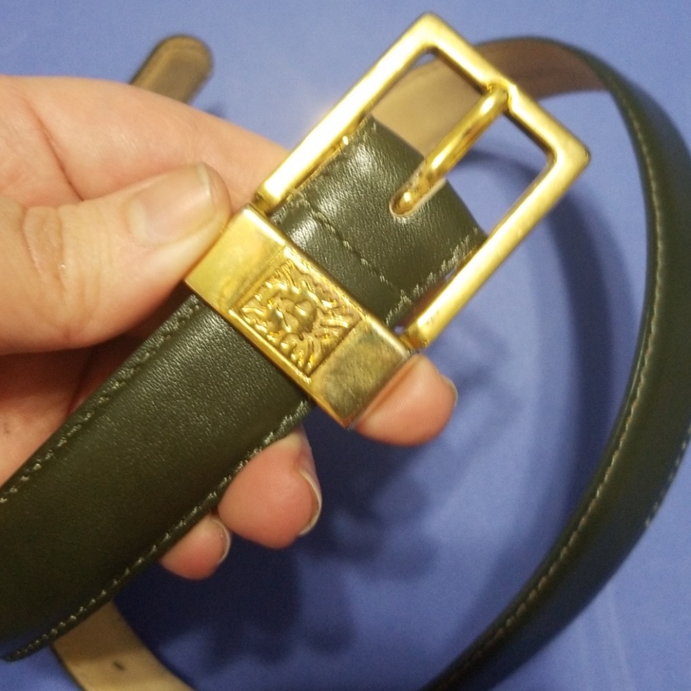 Anne Klein Olive Green Leather Belt - Picture 2 of 3